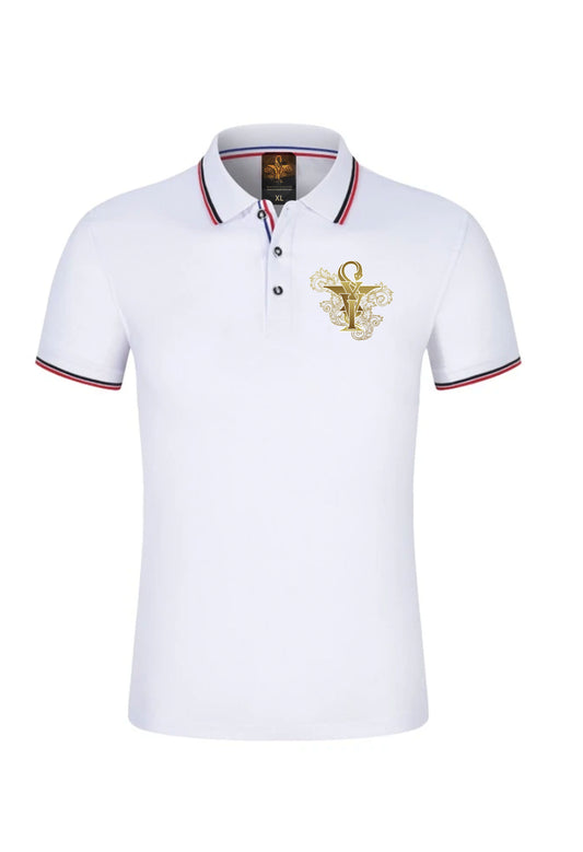 Casual white  polo t-shirt with kennyPierrelus logo